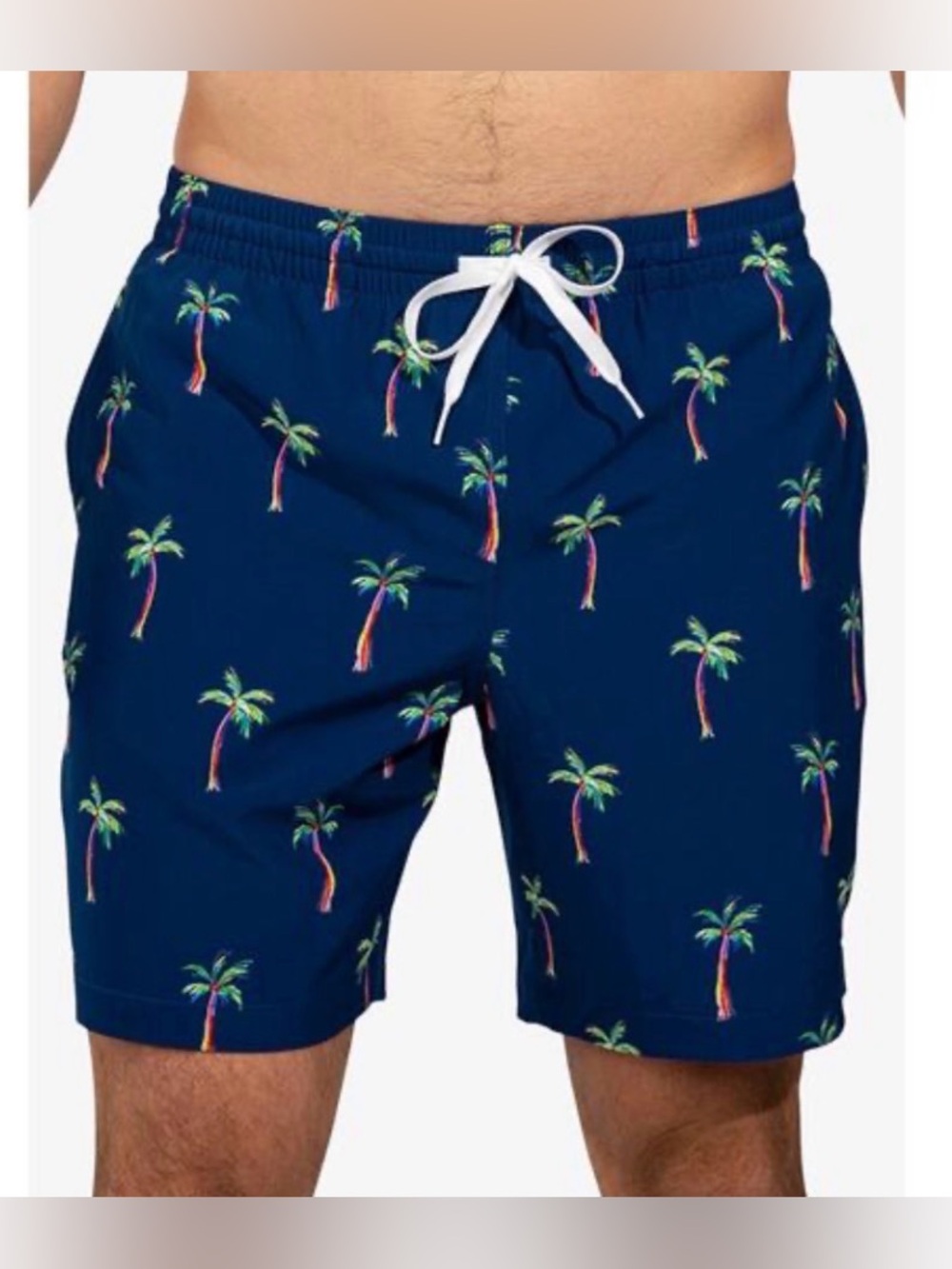 chubbies Navy Palm Tree Boardshorts with White Drawstring